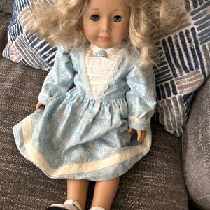 American Girl Doll. Blue and White Doll with Blonde Hair